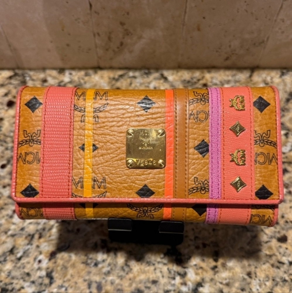 MCM Visetos Trifold Long Wallet GHW
